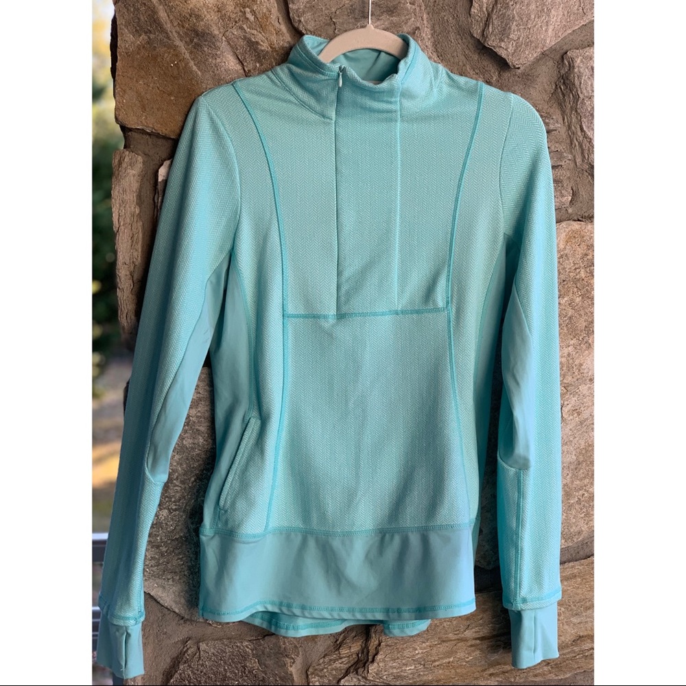 Half Zip Light Teal Blue Top